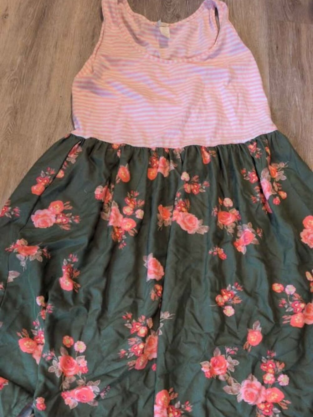 Matilda Jane women's large Dress Pink Stripe Floral Green
